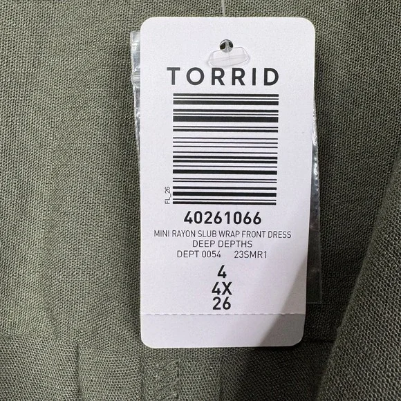 Torrid Olive Mini Rayon Slub Wrap Front Dress Size 4X NWT - Picture 11 of 11